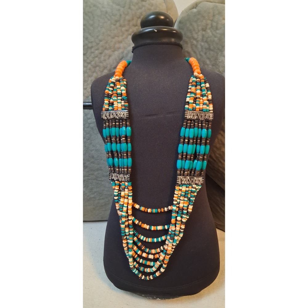 Charming Charlie Long Beaded Necklace Beautiful Tribal Style Statement Piece